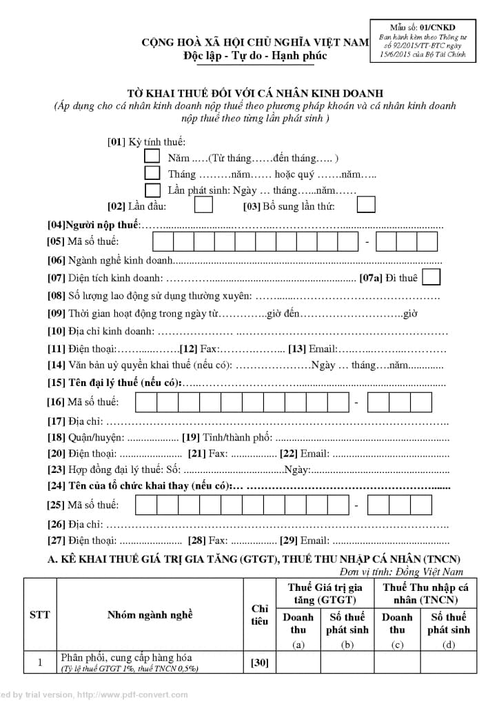 Quy trình kê khai thuế hộ kinh doanh &#8211; cá nhân kinh doanh 2025