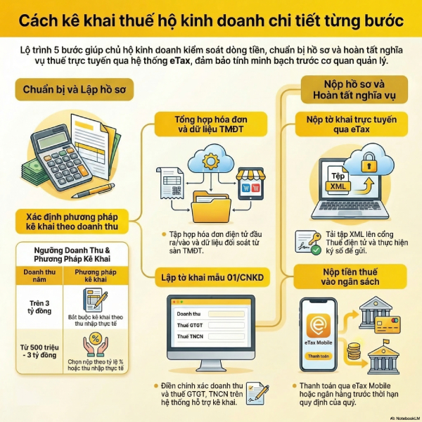Kê khai thuế hộ kinh doanh: Cách thực hiện chi tiết từng bước