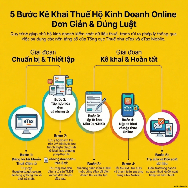 Doanh thu từ 3 tỷ: Kê khai thuế hộ kinh doanh online sao cho đúng chuẩn?