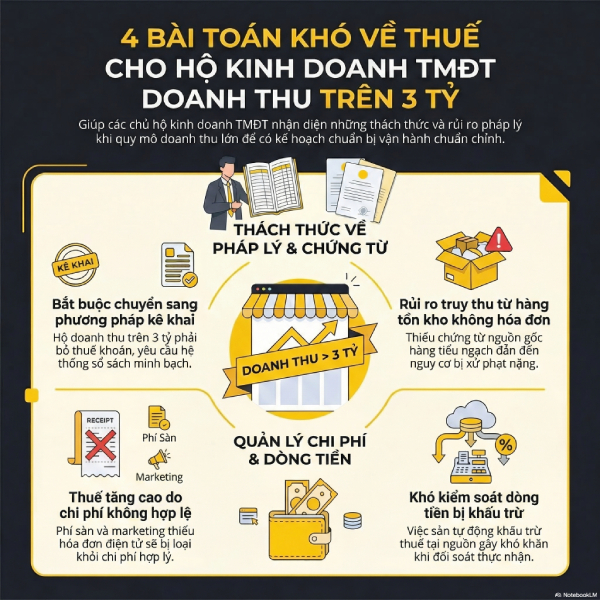 Kê khai thuế TMĐT: 4 rủi ro lớn với hộ kinh doanh doanh thu 3 tỷ+