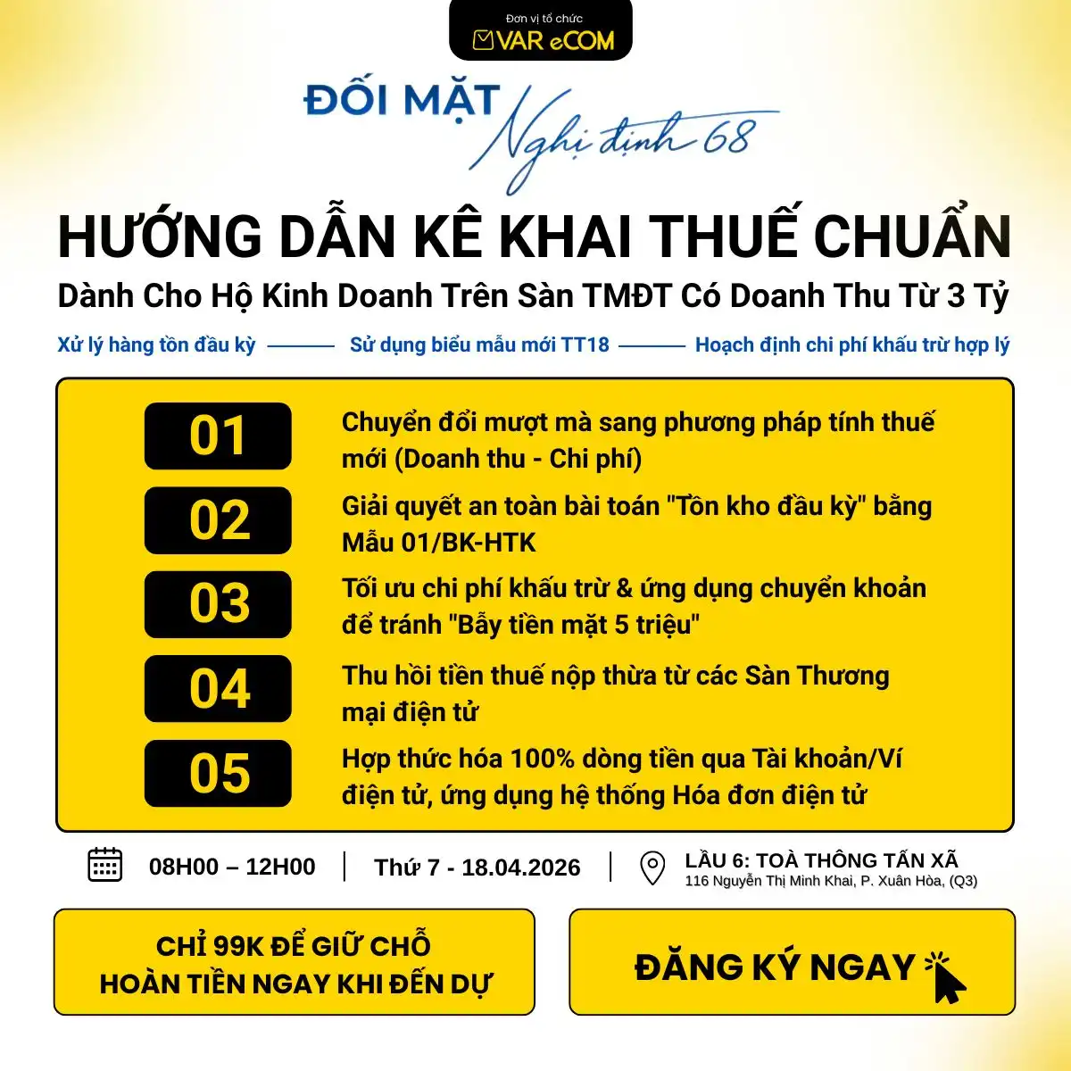 Hướng dẫn kê khai thuế chuẩn cho hộ kinh doanh thương mại điện tử doanh thu từ 3 tỷ mới nhất 2026