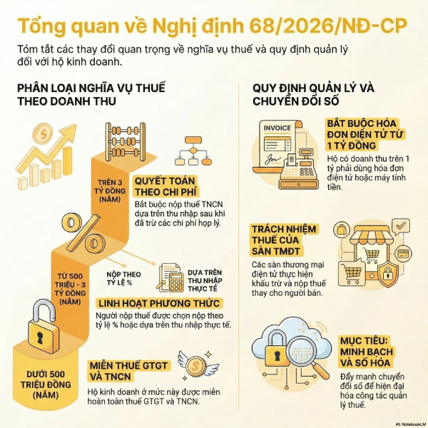 Nghị định 68 về kê khai thuế hộ kinh doanh 2026: Những thay đổi quan trọng bạn cần biết