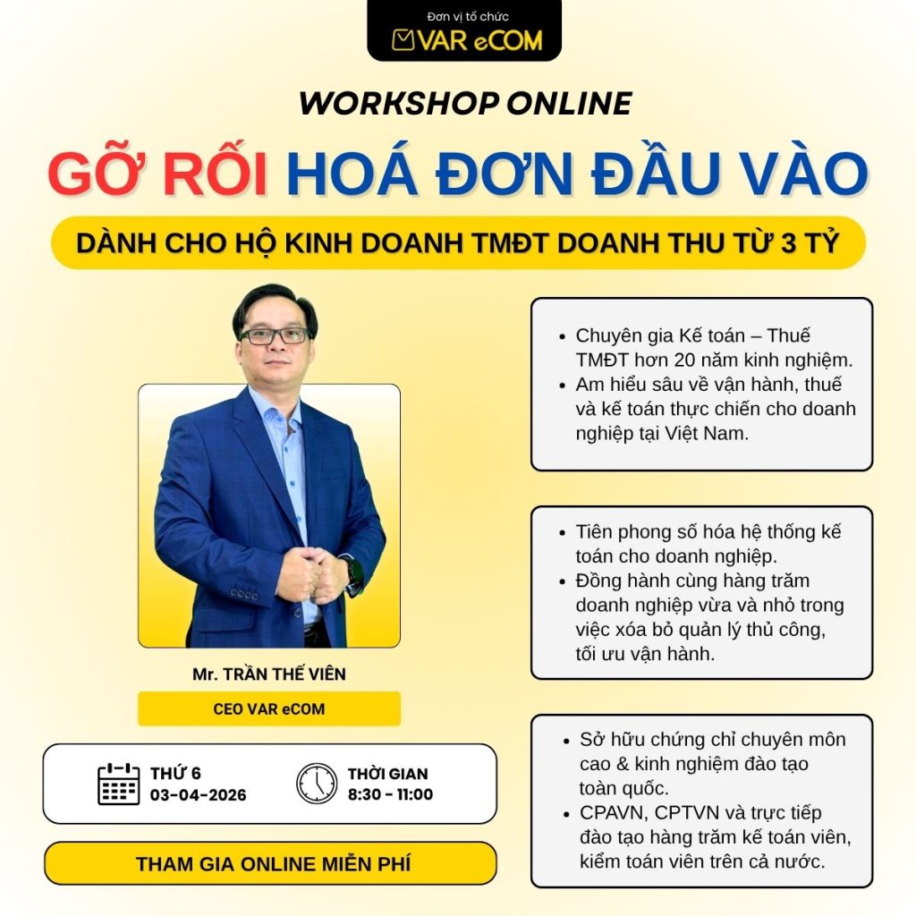 WORKSHOP ONLINE GỠ RỐI HÓA ĐƠN ĐẦU VÀO