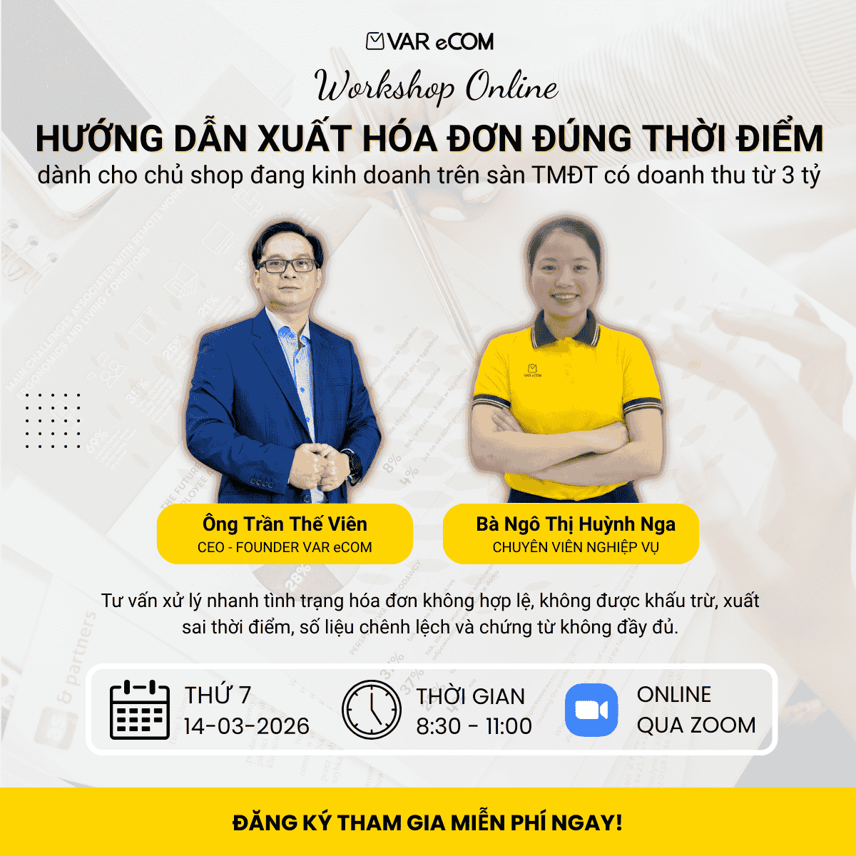 Workshop: Hướng dẫn xuất hóa đơn sàn tmđt dành cho hộ kinh doanh doanh thu từ 3 tỷ