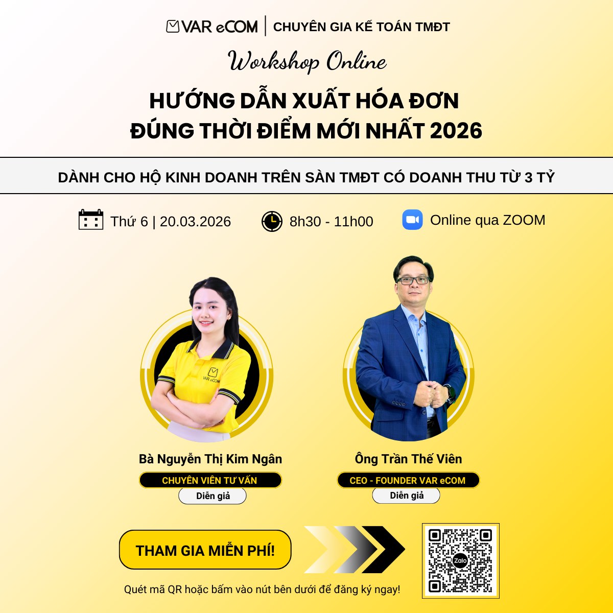 Workshop Online: Hướng dẫn xuất hóa đơn đúng thời điểm cho hộ kinh doanh trên sàn TMĐT doanh thu từ 3 tỷ mới nhất 2026