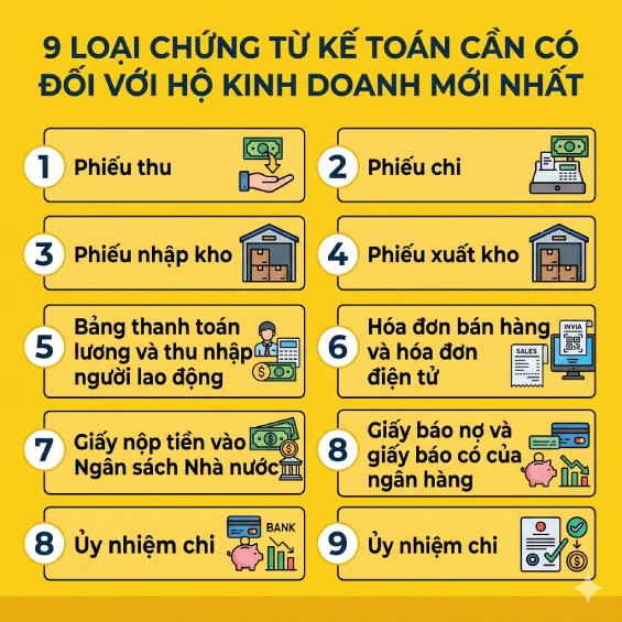 9 loại chứng từ kế toán cần có đối với hộ kinh doanh mới nhất