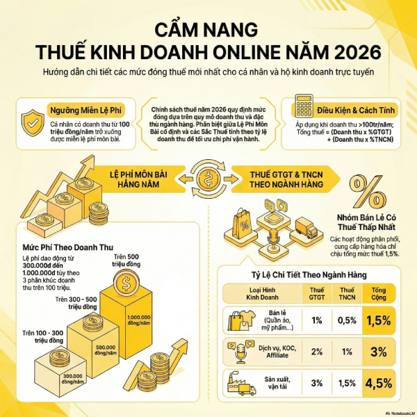 Thuế kinh doanh online 2026: Hướng dẫn từ A-Z theo quy định mới nhất