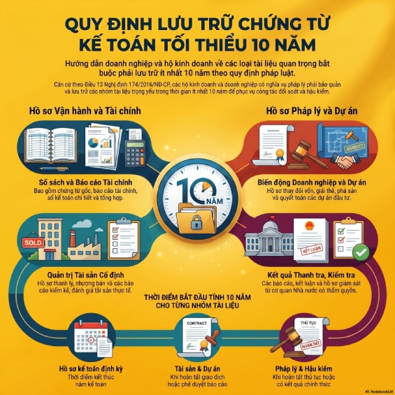 Quy định thời gian lưu trữ các chứng từ kế toán mới nhất 2026