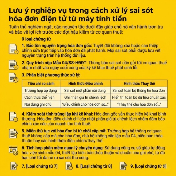 Xử lý sai sót hóa đơn điện tử từ máy tính tiền đúng Nghị định 70/2025/NĐ-CP