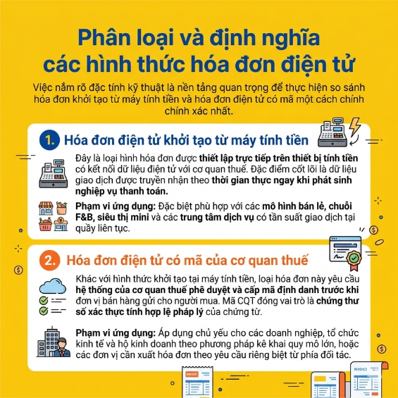 So sánh hóa đơn điện tử và hóa đơn khởi tạo từ máy tính tiền