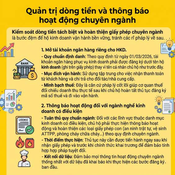 Những việc cần làm sau khi thành lập hộ kinh doanh 2026