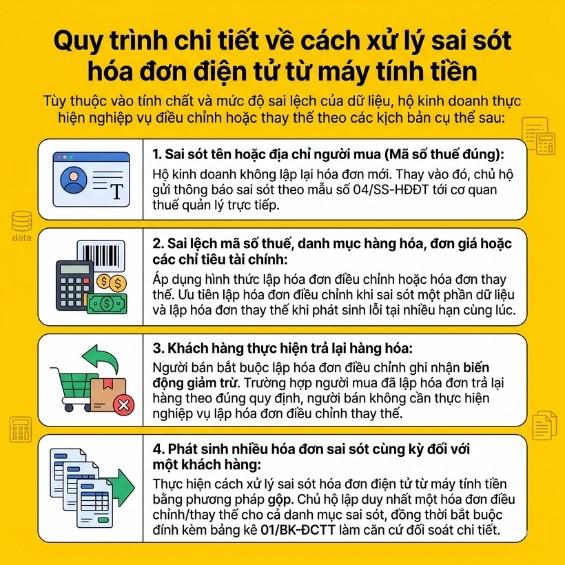 Xử lý sai sót hóa đơn điện tử từ máy tính tiền đúng Nghị định 70/2025/NĐ-CP