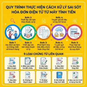 xử lý sai sót hóa đơn điện tử từ máy tính tiền