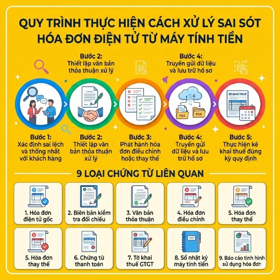 Xử lý sai sót hóa đơn điện tử từ máy tính tiền đúng Nghị định 70/2025/NĐ-CP