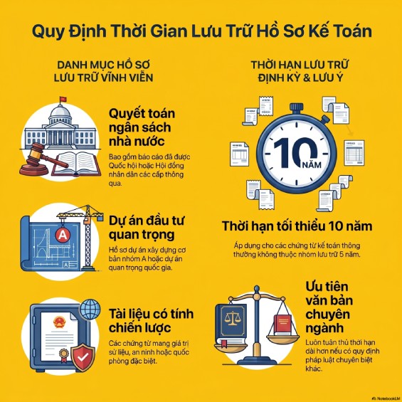 Quy định thời gian lưu trữ các chứng từ kế toán mới nhất 2026