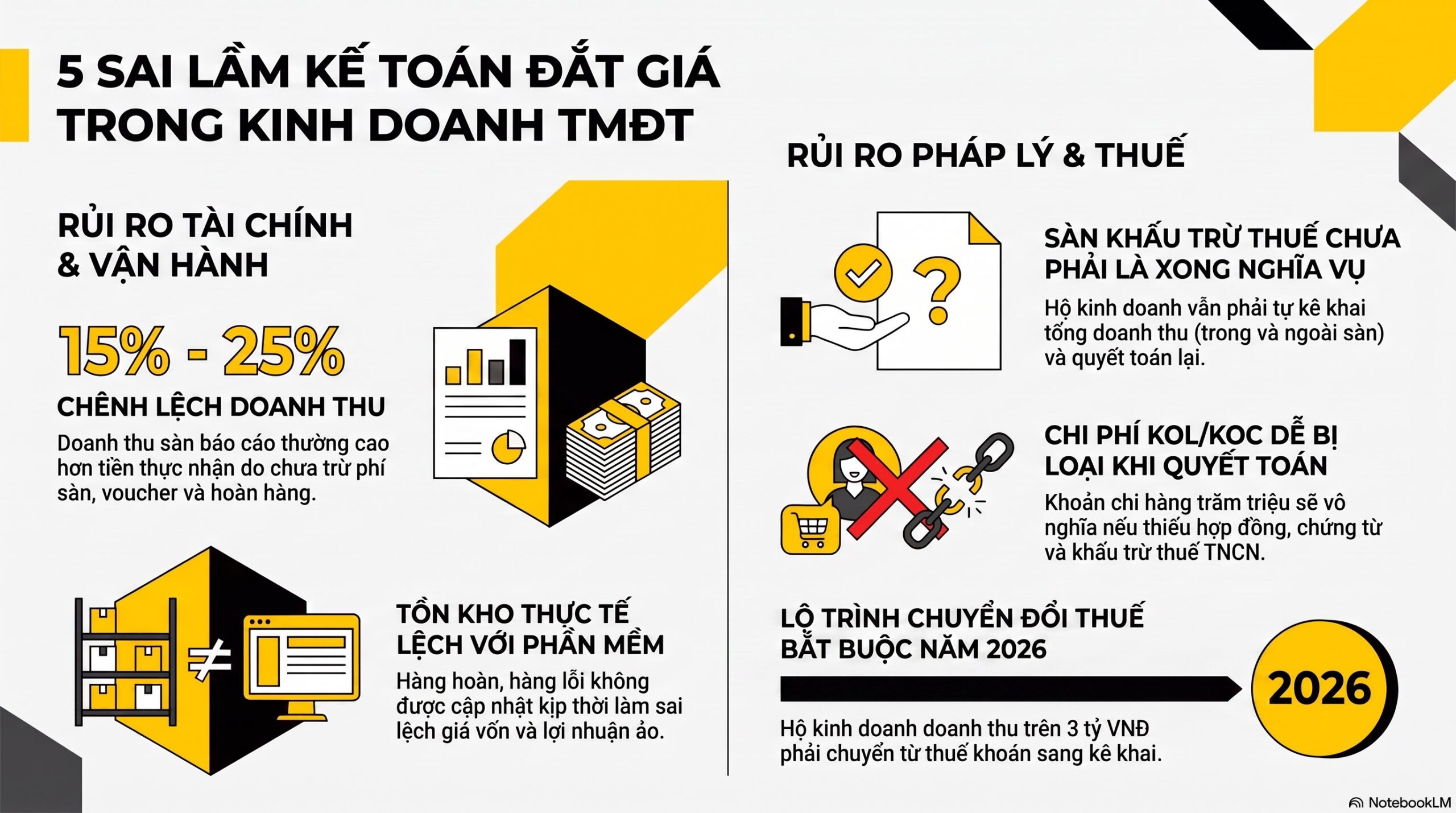 5 vấn đề hộ kinh doanh TMĐT thường gặp khi tự làm kế toán - kế toán hộ kinh doanh TMĐT