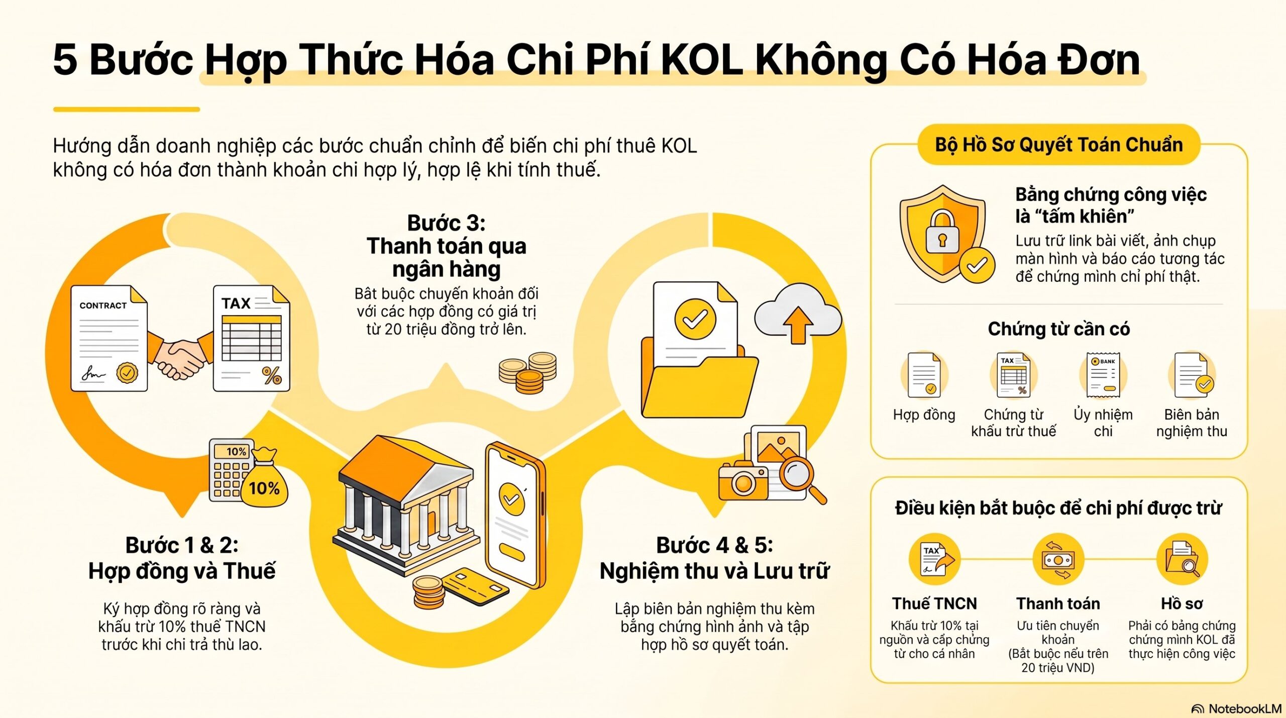 Chi phí KOL không có hóa đơn: 5 bước hợp thức hóa chi phí đúng luật mới nhất 2026
