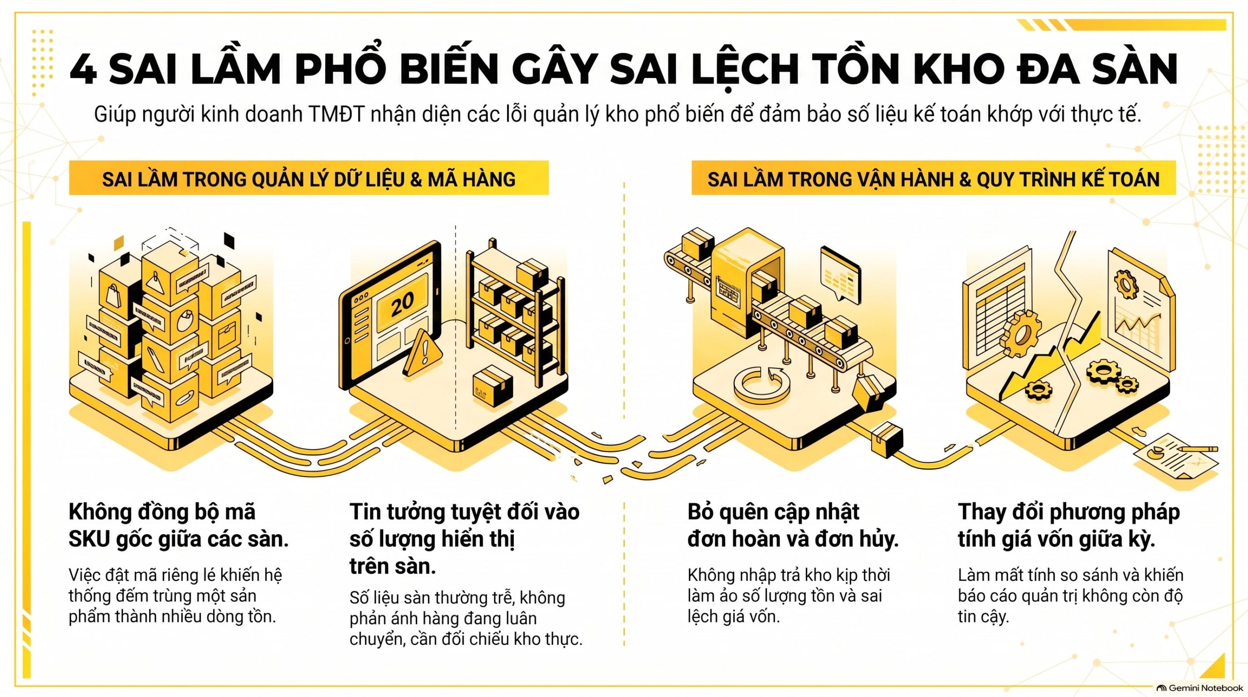 Tồn kho đa sàn kế toán: 7 nguyên tắc kiểm soát nhập – xuất – tồn mới nhất 2026