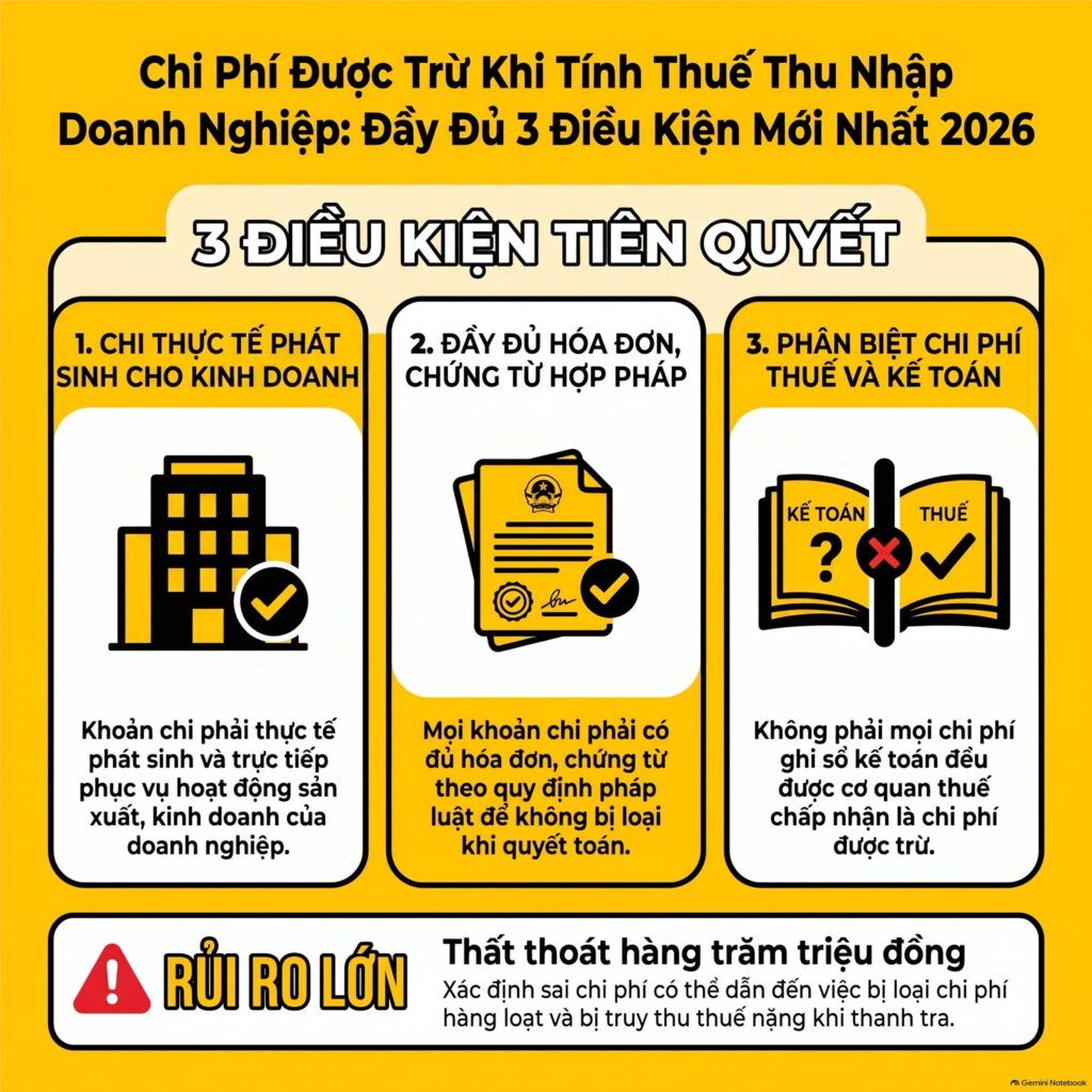 Chi phí được trừ khi tính thuế thu nhập doanh nghiệp 2026