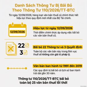 Danh sách thông tư bị bãi bỏ theo thông tư 110/2026/tt-btc - infographic tổng quan