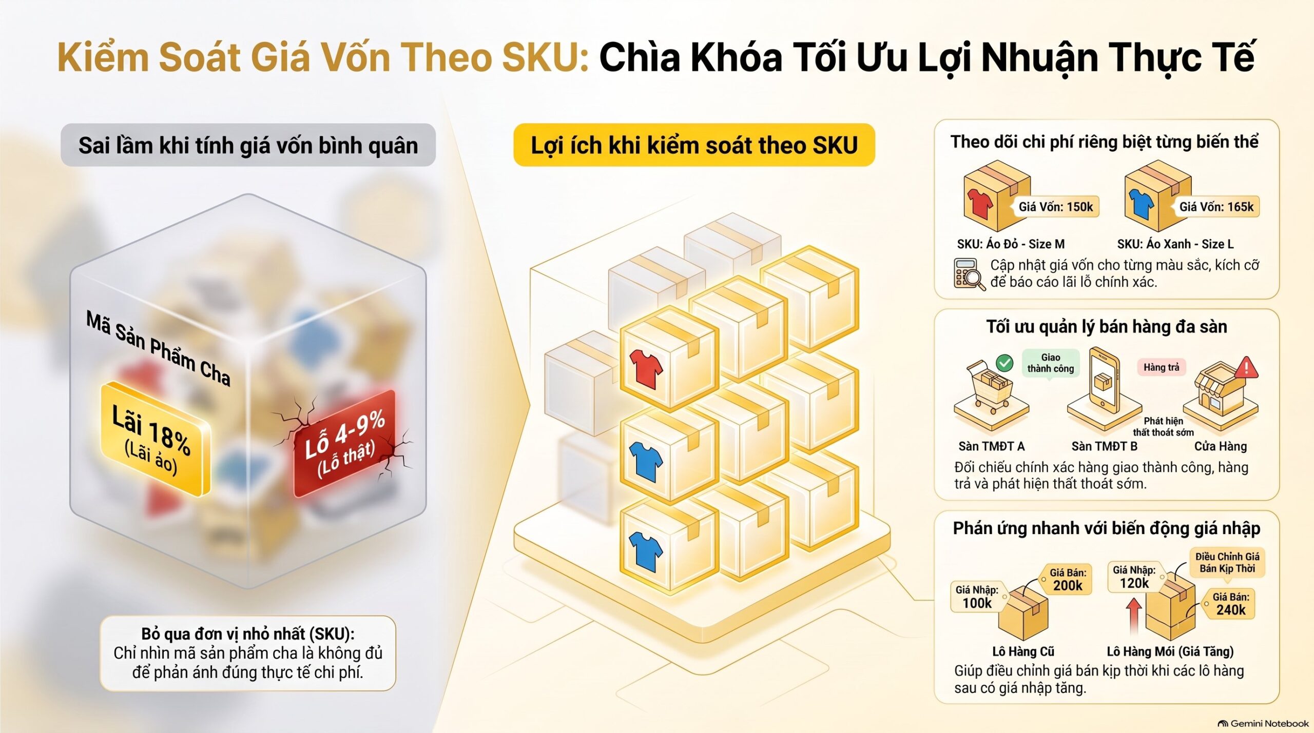Kiểm soát giá vốn theo SKU: 5 bước mới nhất 2026 cho shop TMĐT