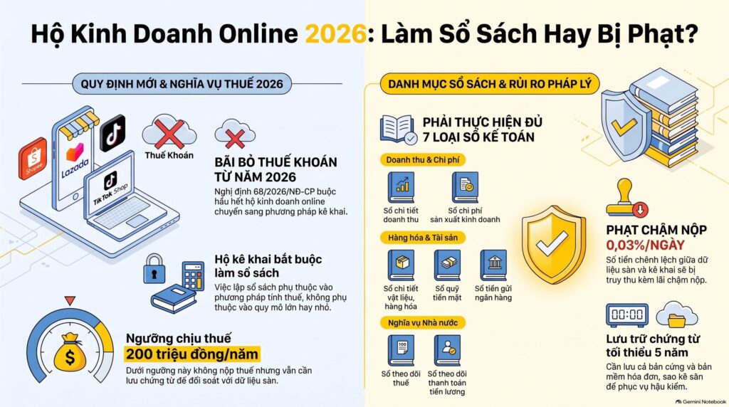 Hộ kinh doanh online có cần làm sổ sách kế toán không - giải đáp 2026