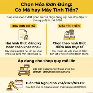 Hóa đơn có mã hay máy tính tiền cho công ty bán hàng qua Shopee, TikTok Shop