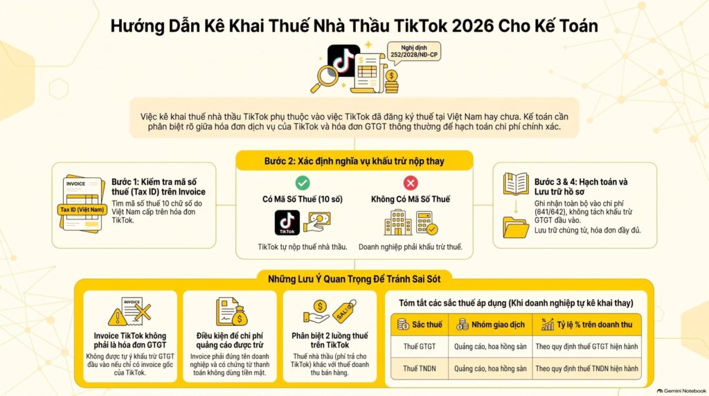 Kê khai thuế nhà thầu TikTok - hướng dẫn cho kế toán viên 2026