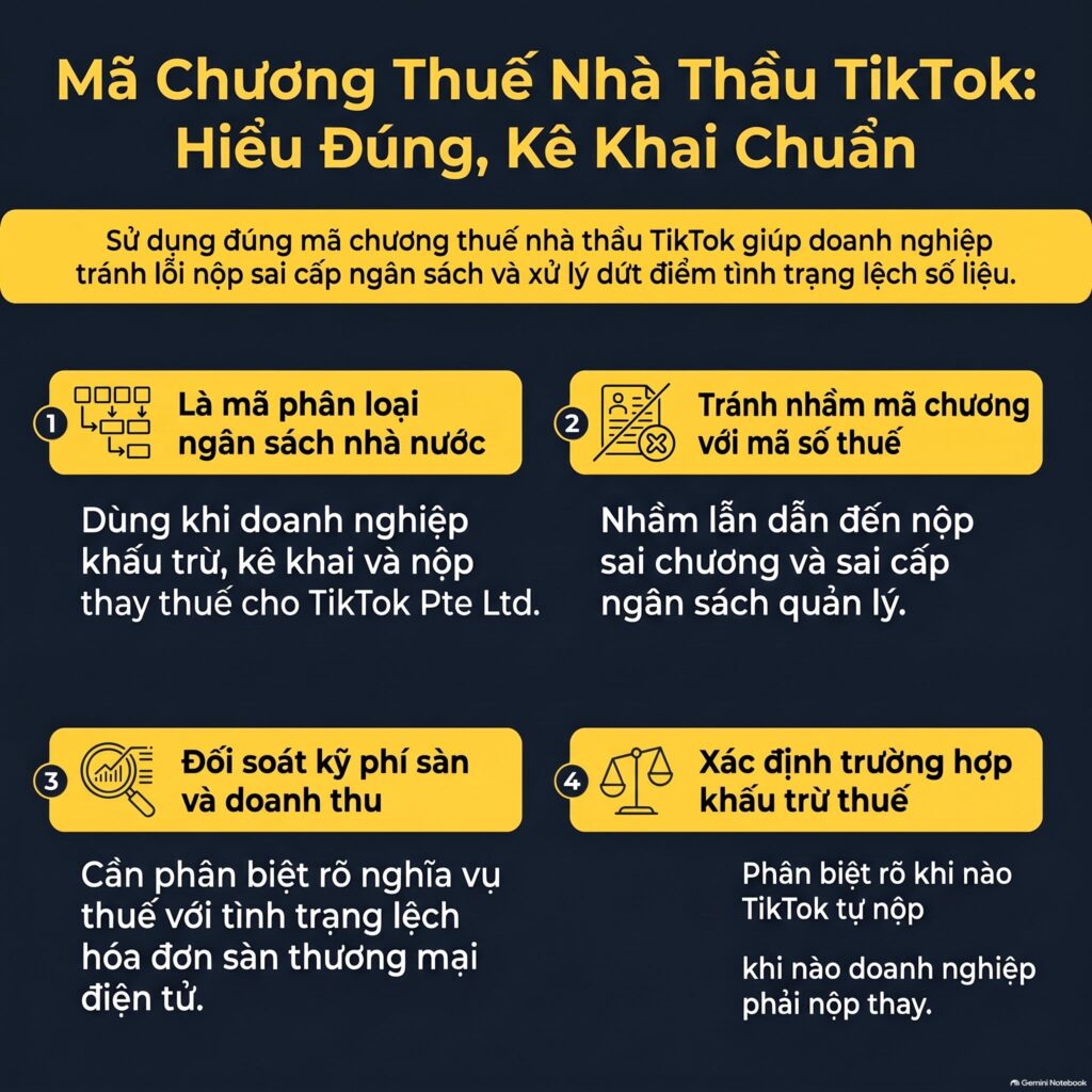 Mã chương thuế nhà thầu TikTok - hướng dẫn tra cứu và kê khai 2026