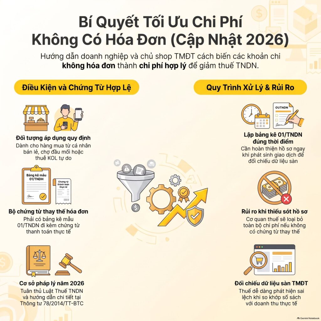 Quy định chi phí không có hóa đơn theo luật thuế 2026