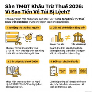 Sàn khấu trừ nộp thay thuế là gì - kế toán viên đối soát Shopee TikTok Shop