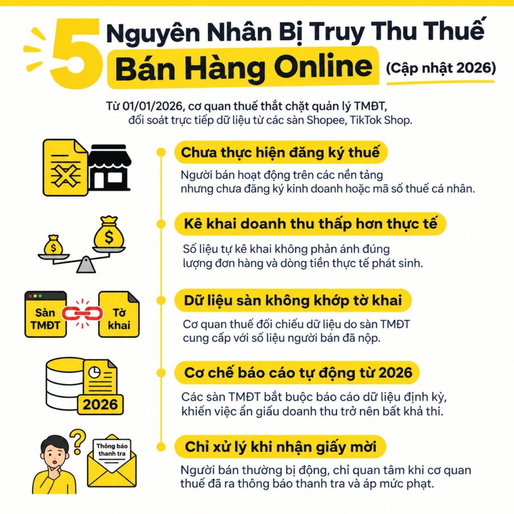 Vì sao bị truy thu thuế bán hàng online - nguyên nhân và cách xử lý