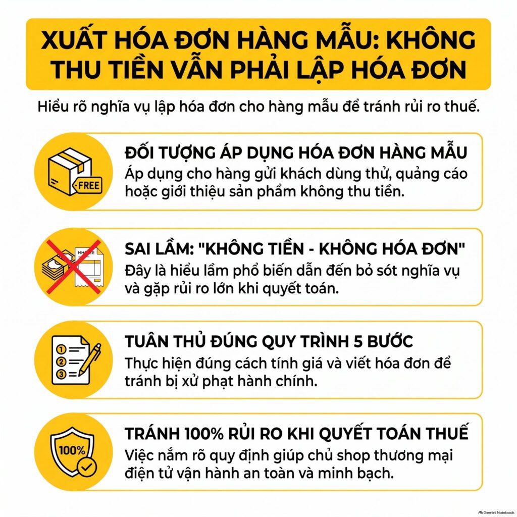 Xuất hóa đơn hàng mẫu không thu tiền cho doanh nghiệp thương mại điện tử