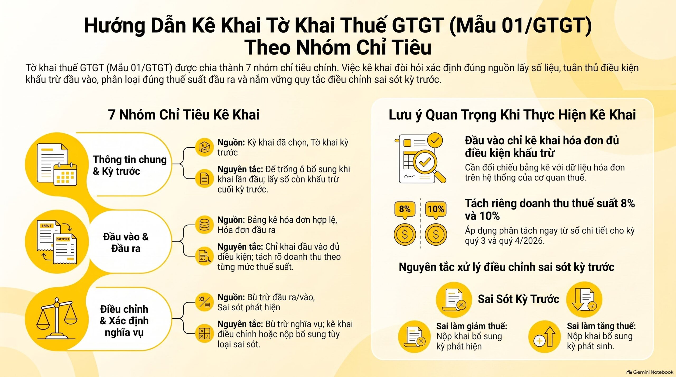 Cách kê khai các chỉ tiêu tờ khai 01/GTGT ghi thế nào? Hướng dẫn 7 nhóm chỉ tiêu mới nhất 2026