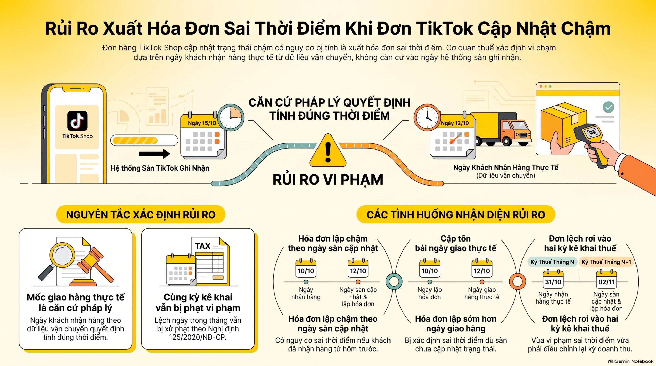 Xuất hóa đơn sai thời điểm với đơn TikTok: ghi thế nào, hạch toán thế nào, mới nhất 2026