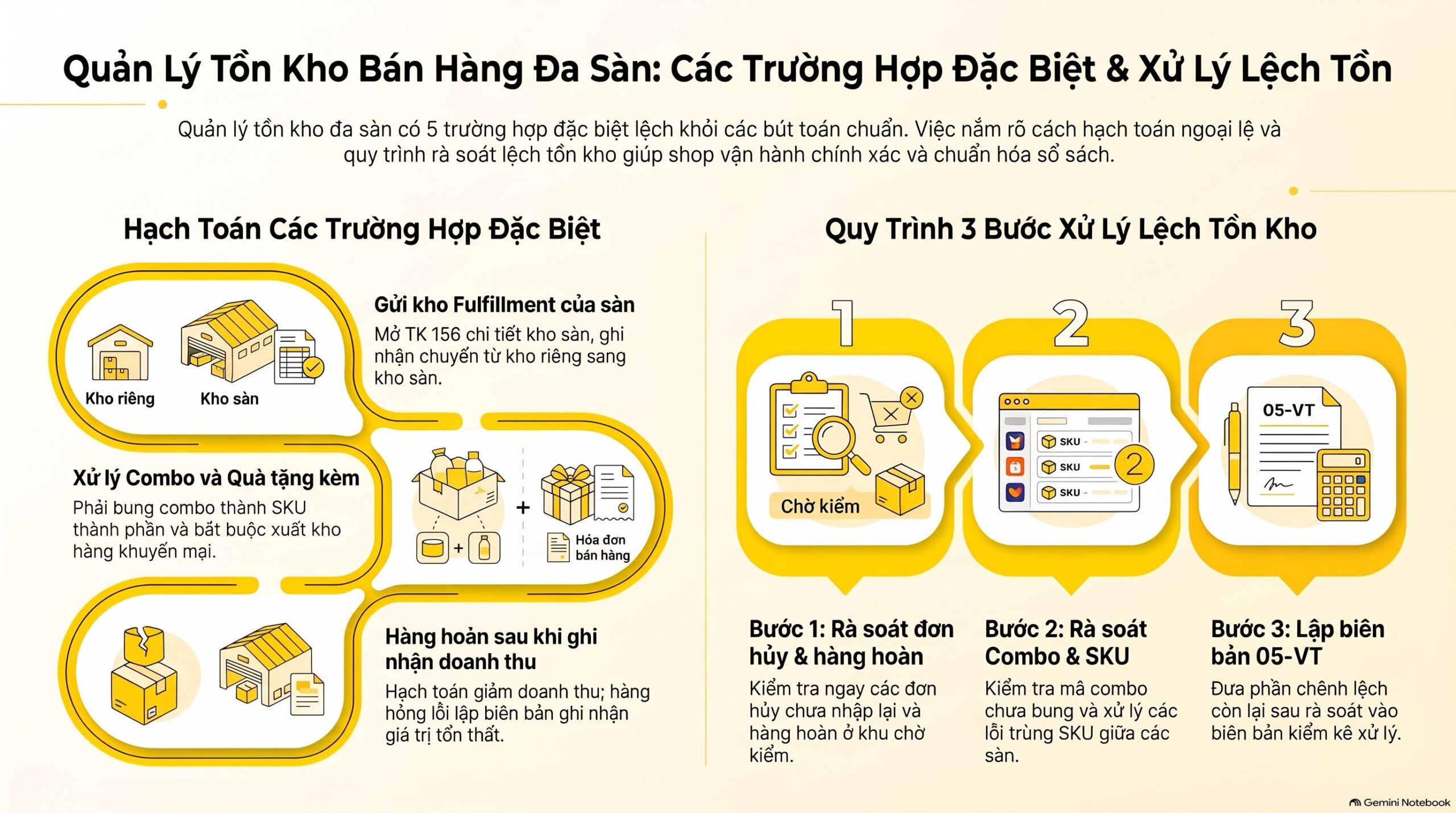 Quản lý tồn kho bán hàng đa sàn hạch toán thế nào? 5 bút toán TK 157 mới nhất 2026