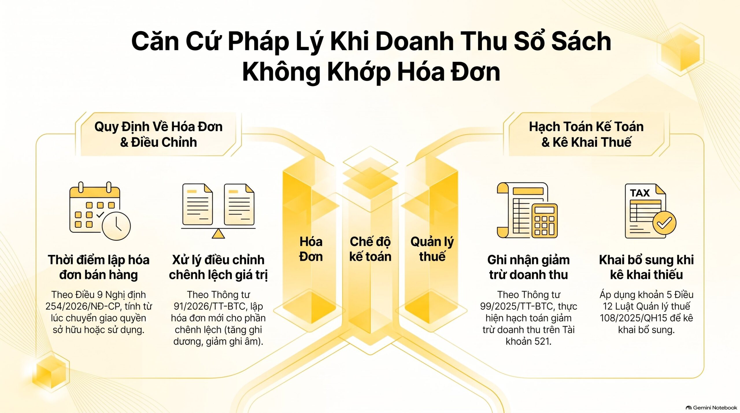 Doanh thu trên sổ sách không khớp hóa đơn: hạch toán và giải trình thế nào, mới nhất 2026