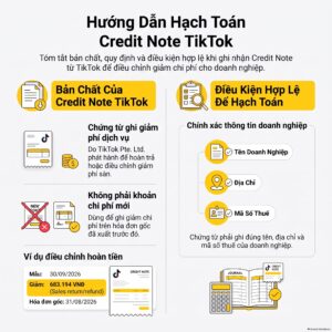 Credit note TikTok ghi giảm phí dịch vụ với lý do Sales return/refund