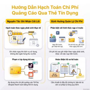 Hạch toán chi phí quảng cáo qua thẻ tín dụng: sơ đồ ghi sổ theo ngày phát sinh và ngày ngân hàng thu nợ