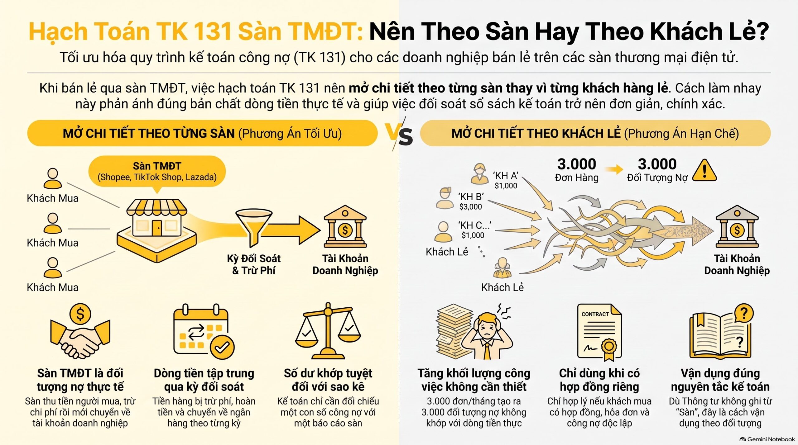 TK 131 sàn TMĐT ghi thế nào? Hạch toán mới nhất 2026