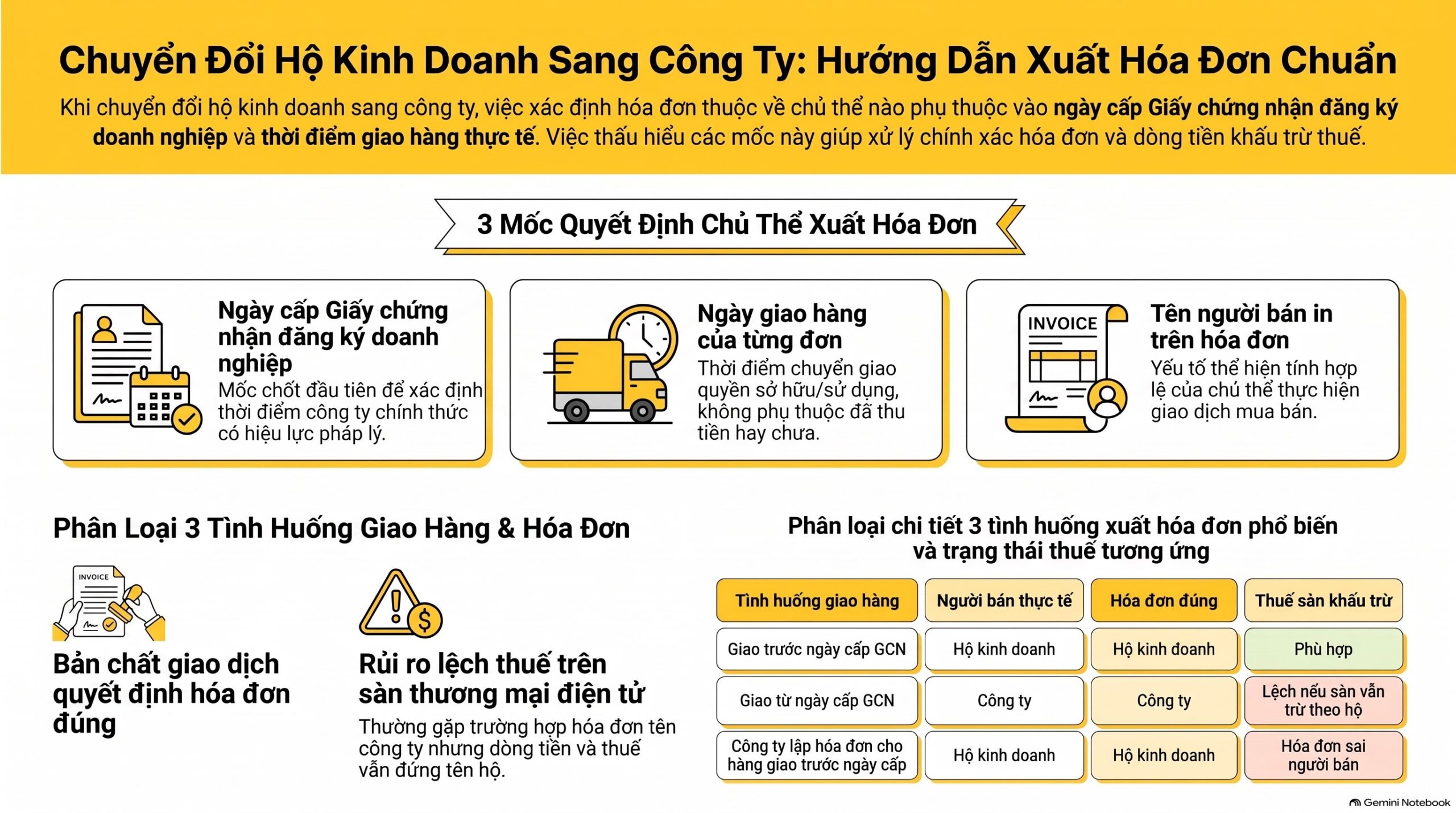 Hạch toán và xử lý thuế sàn khi chuyển đổi hộ kinh doanh sang công ty vào đâu?