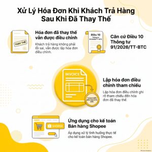 Sơ đồ hóa đơn đã thay thế và hóa đơn điều chỉnh khi khách trả hàng