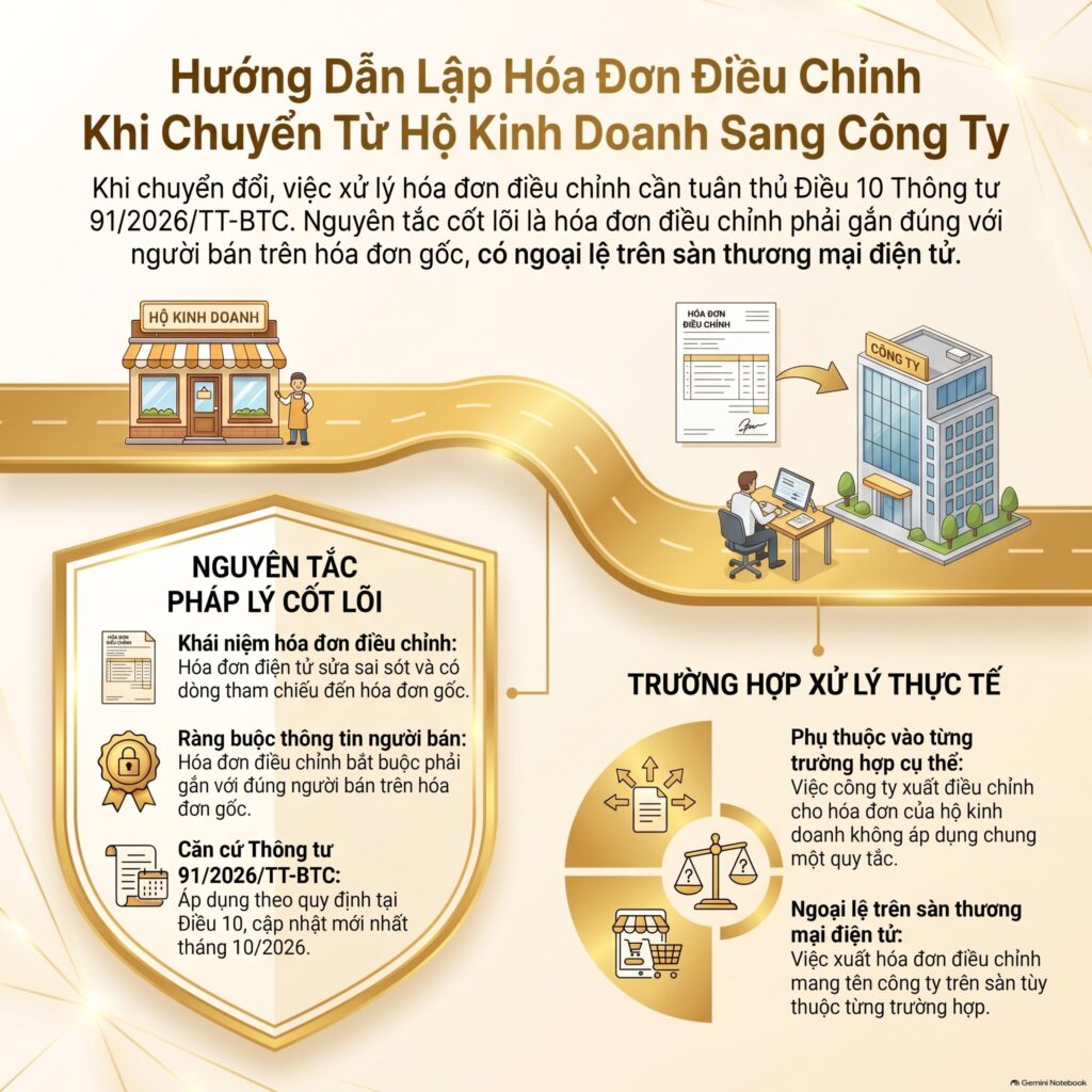 Hóa đơn điều chỉnh khi hộ kinh doanh chuyển thành công ty