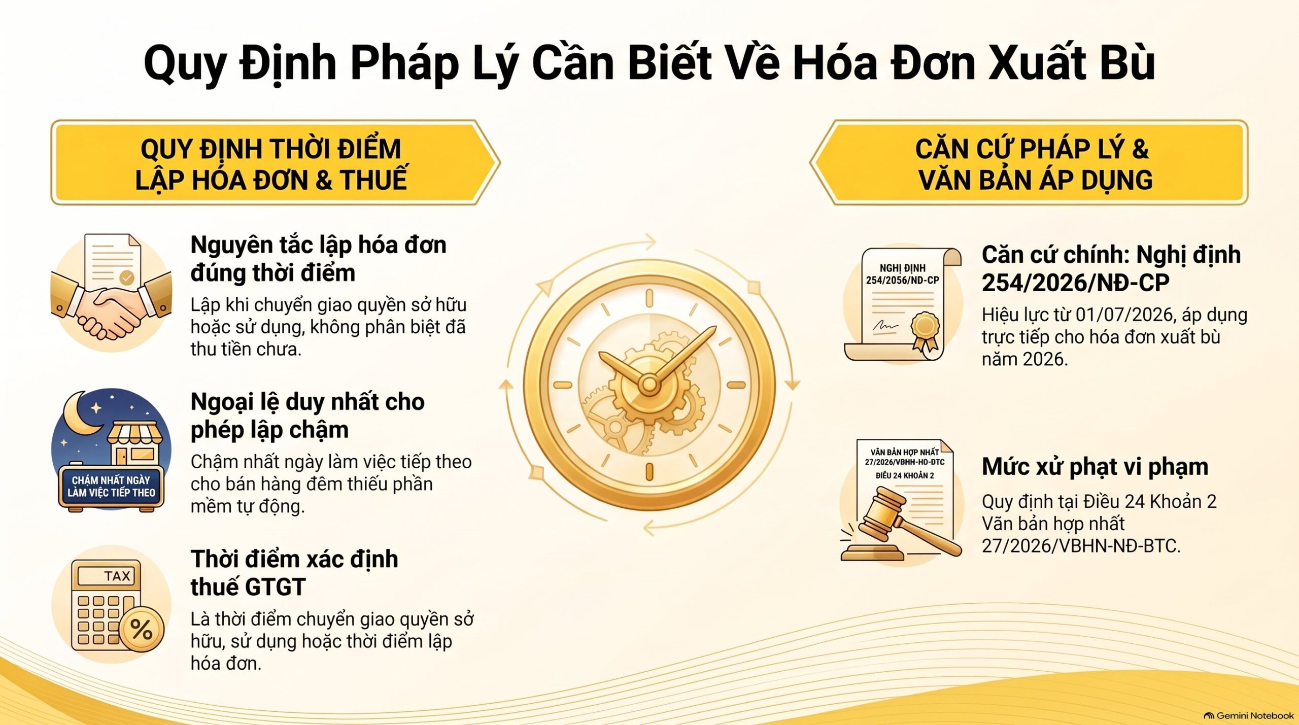 Hóa đơn xuất bù kê khai thuế GTGT quý nào? Hạch toán thế nào, mới nhất 2026