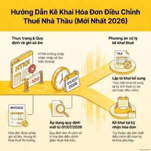 Kê khai thuế nhà thầu khi có hóa đơn điều chỉnh số thuế âm trên HTKK