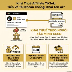 Khai thuế affiliate TikTok khi hoa hồng về tài khoản chồng