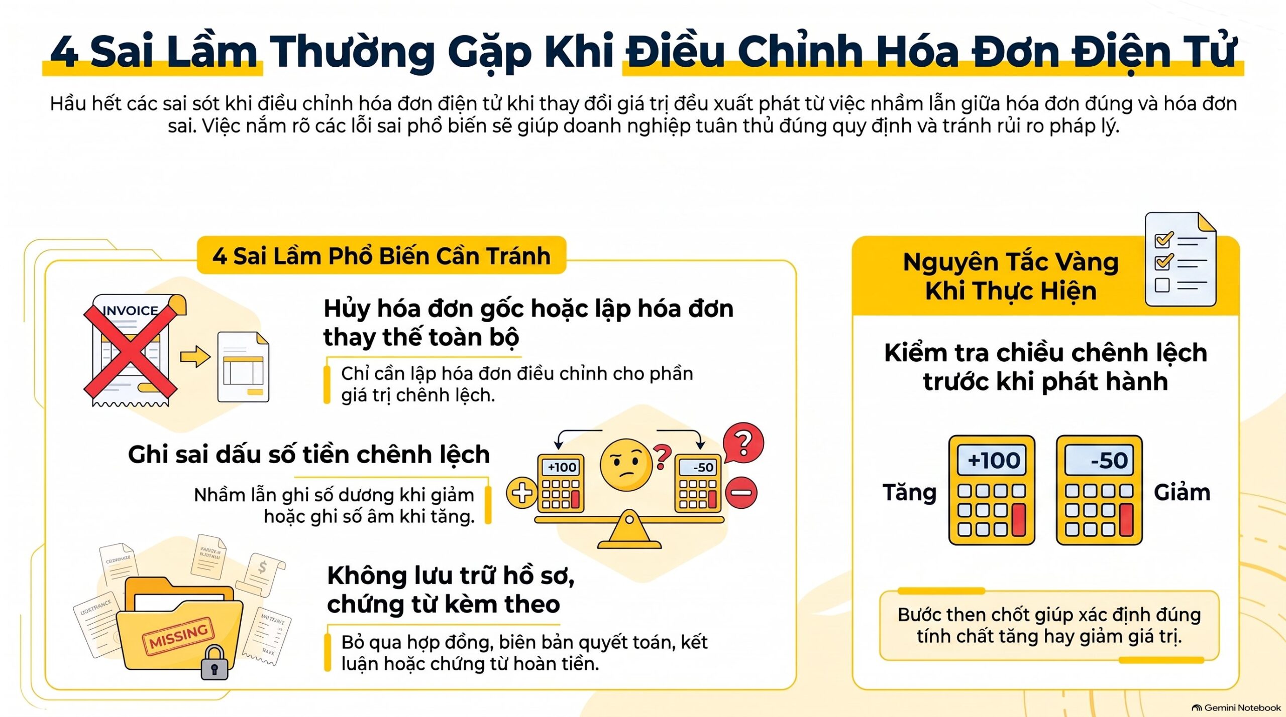 Điều chỉnh hóa đơn điện tử khi thay đổi giá trị: Hướng dẫn 6 bước mới nhất 2026