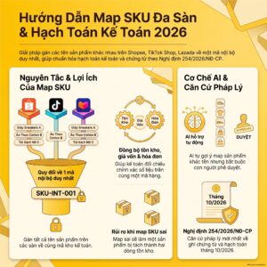 Sơ đồ map SKU đa sàn ghép tên sản phẩm Shopee và TikTok Shop về một mã nội bộ