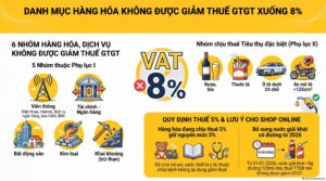 Danh mục mặt hàng được giảm thuế gtgt 8% năm 2026 cho shop bán trên sàn TMĐT