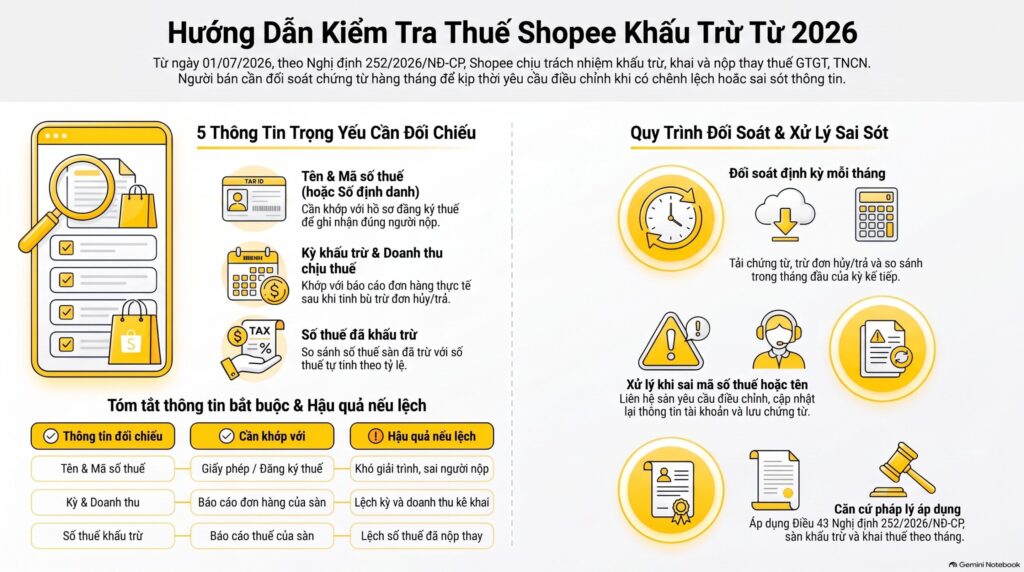 Shopee khấu trừ thuế người bán kiểm tra thế nào trên chứng từ khấu trừ